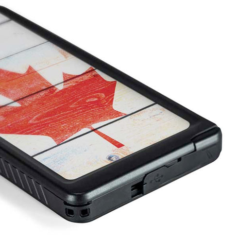 Canada Flag Light Wood Galaxy S24 Ultra Waterproof Case